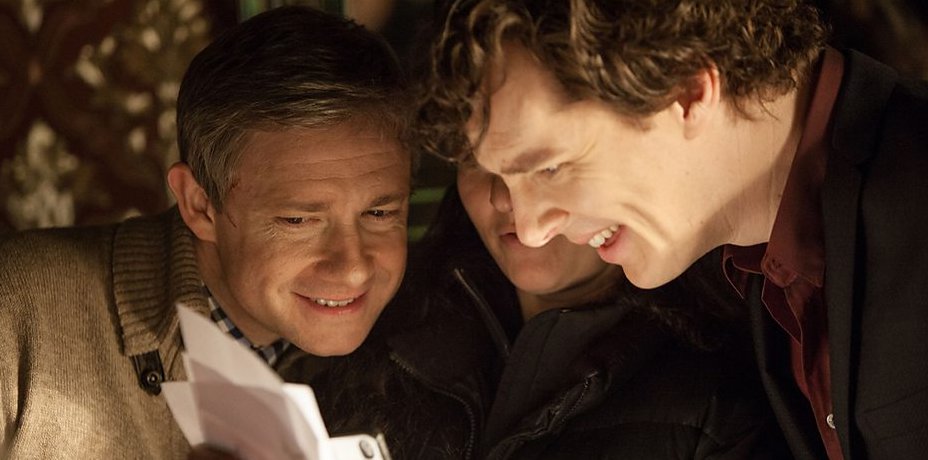 Freeman i Cumberbatch al rodatge de 'Sherlock'